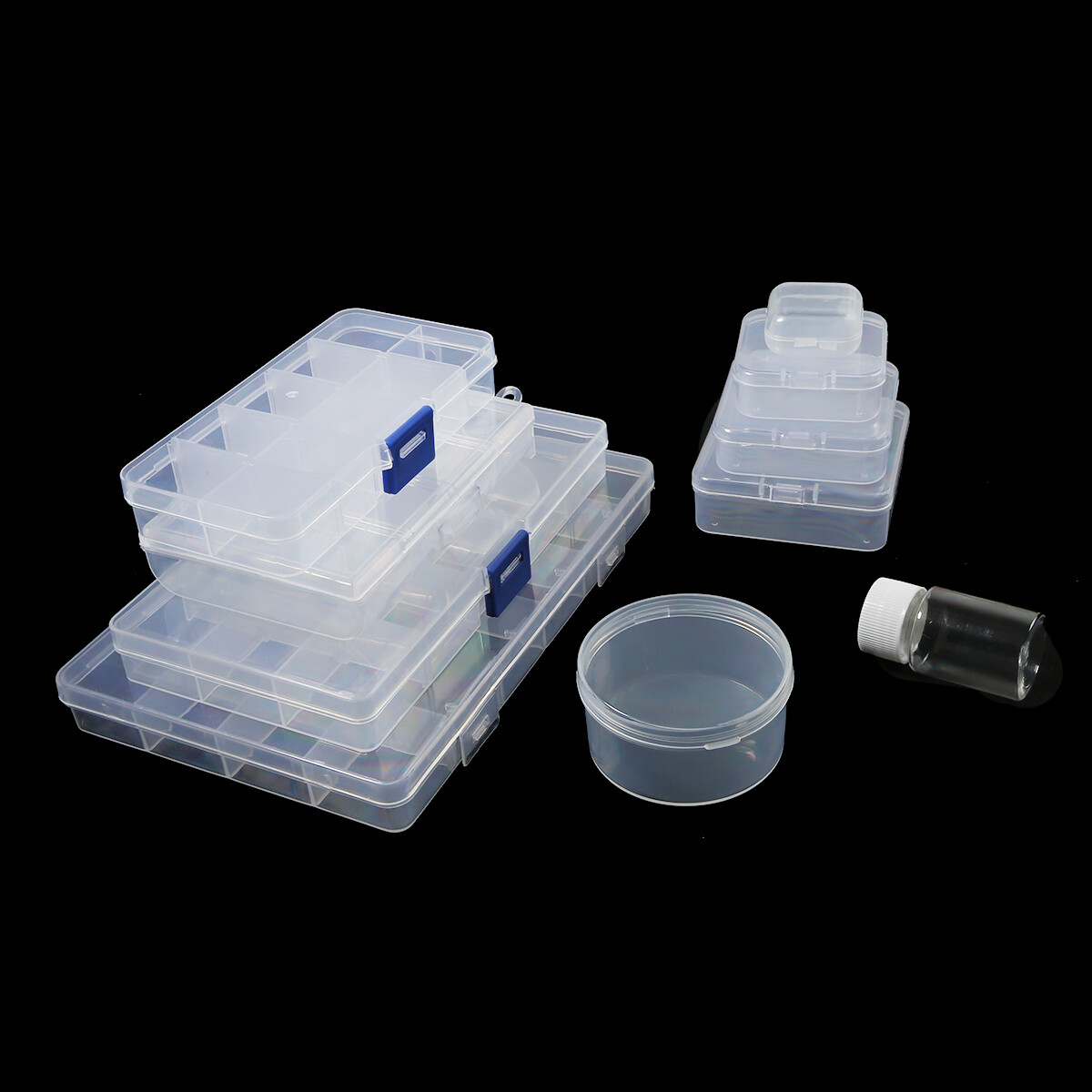 Nhiều kích cỡ trong suốt lưu trữ nhựa hộp trang sức ngăn có thể điều chỉnh container cho hạt hộp Bông tai đối với trang sức hộp hình chữ nhật trường hợp
