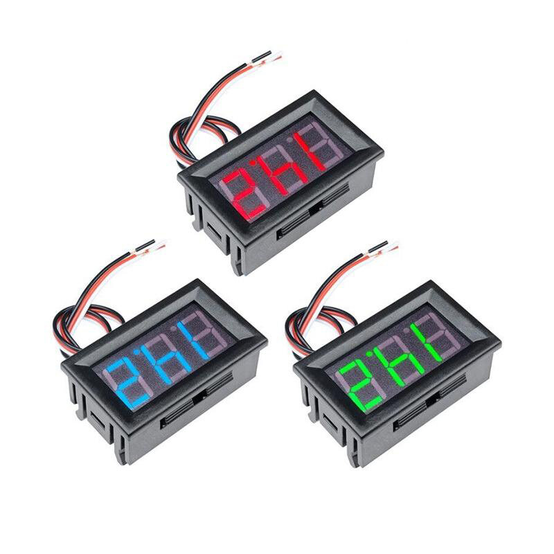 FocusAi  Mini Led Voltage Meter Voltmeter Control Panel 0.56 Inch Voltmeter Led Tube Digital 3 Bit Red/Blue/Green Voltage Test Device Dc 0 -30V
