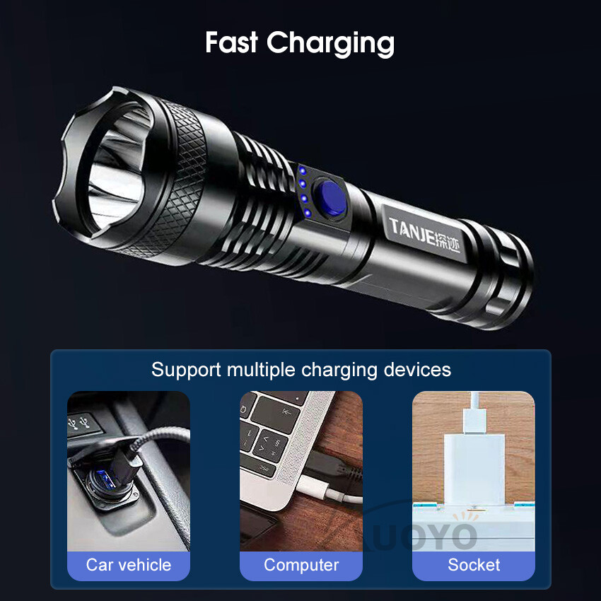 Auoyo Imitate P50 Strong Light Portable Multi-function Flashlight Remote Display Charging Waterproof Outdoor Flashlight Camping Outdoor Lamp Outdoor Waterproof Torchlight