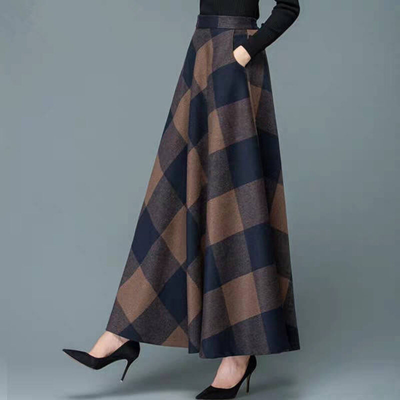 ★24-25FW新作★BINARY01★Diren checkered long skirt BINARY01] Hayden Checkered Long Skirt – Ohue