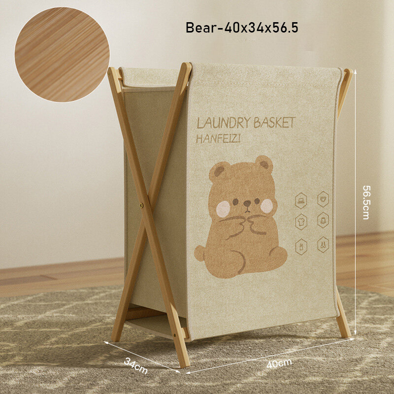 XMDS Dirty clothes basket Dirty clothes basket Home foldable yoga mat storage basket Bamboo wood large dirty clothes storage basket