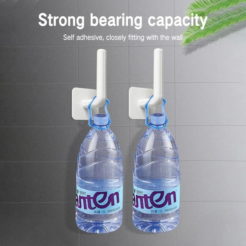 L-type Non-perforated Self-adhesive Hook Hanger Towel Roll Paper Cup Holder Multi-function Wall-mounted Kitchen Door Creative Hook