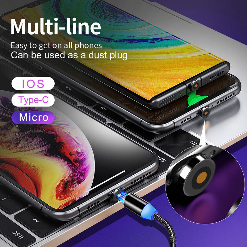 AKABEILA 2.4A Magnetic USB Cable Fast Charging Type C Cable Magnet Charger Data Charge Micro USB Type C Iphone Cable Mobile Phone Cable USB Cord