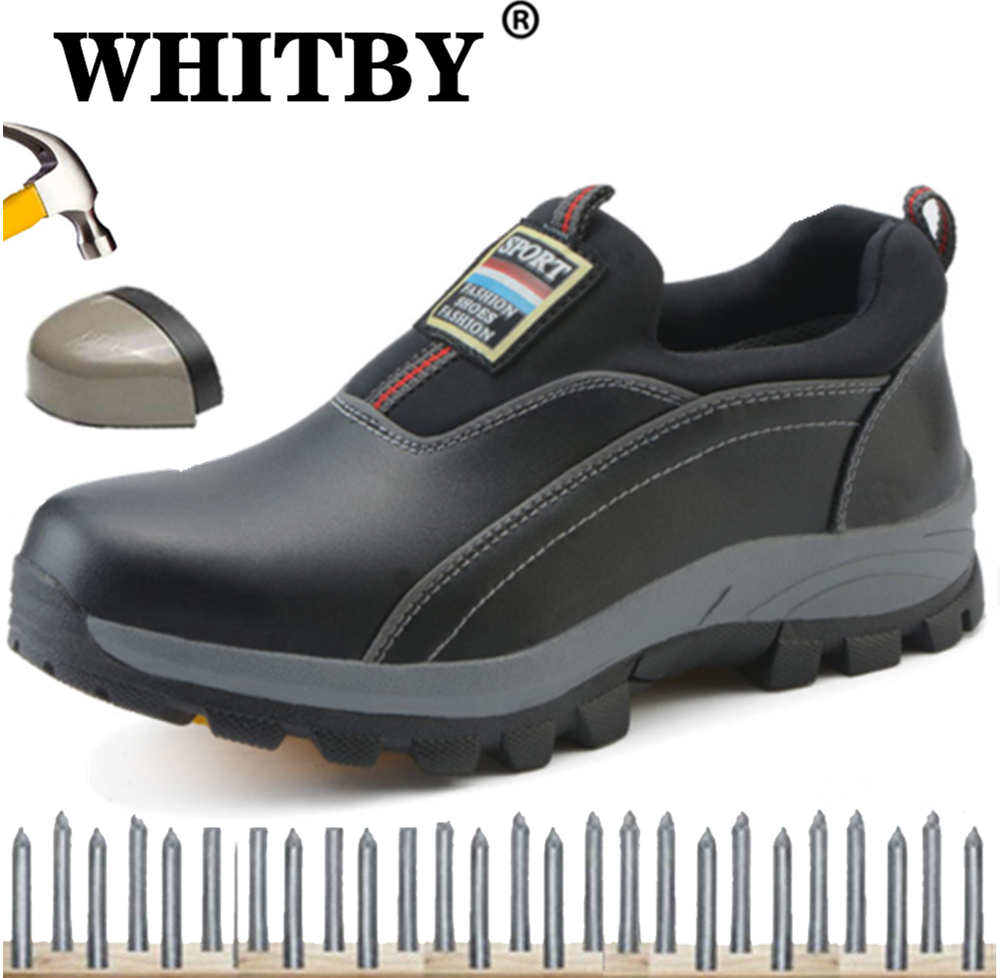 Brand WHITBY COD Steel Toe Shoes Men’s Casual Shoes Safety Shoes Safe Protective Shoes Steel Head Smashing Anti Puncture Light and Comfortable Wear-Resistant Cowhide