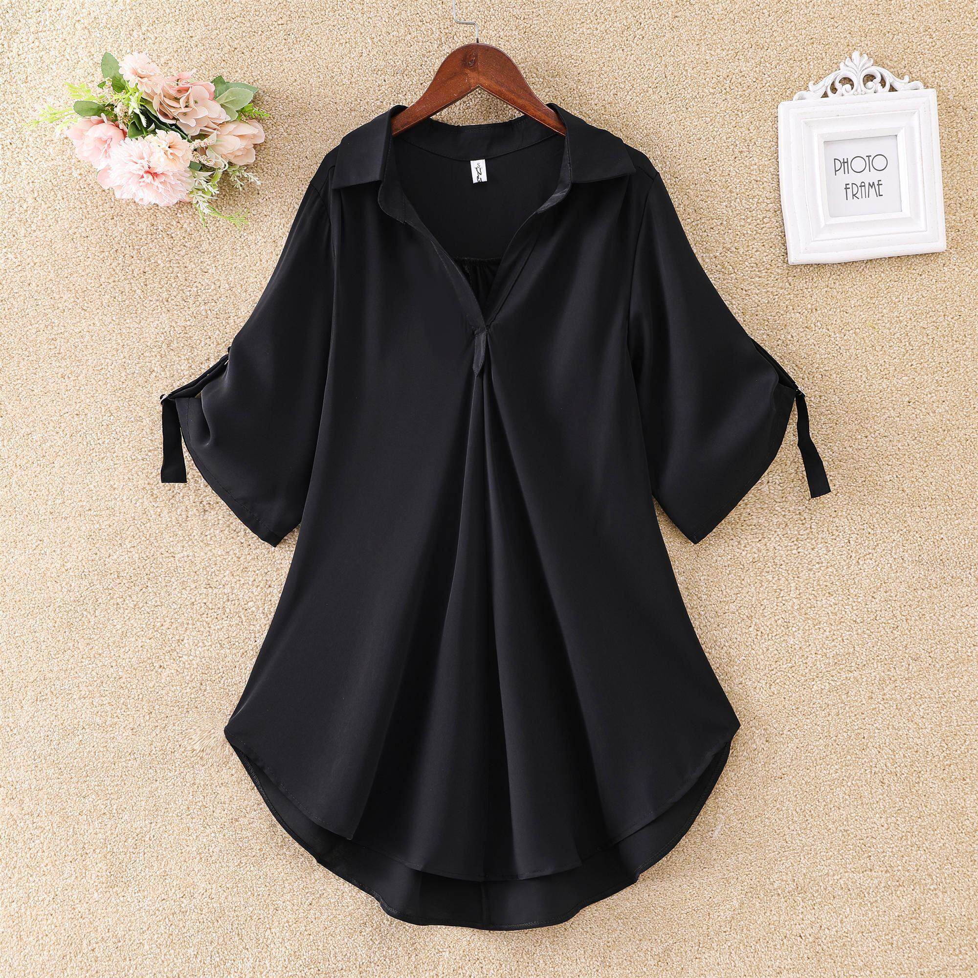 2021 New Mid-length Short-sleeved Shirt Women's 2022 Summer New Bag Hip Waist Chiffon Shirt Loose Large Size Women's Clothing