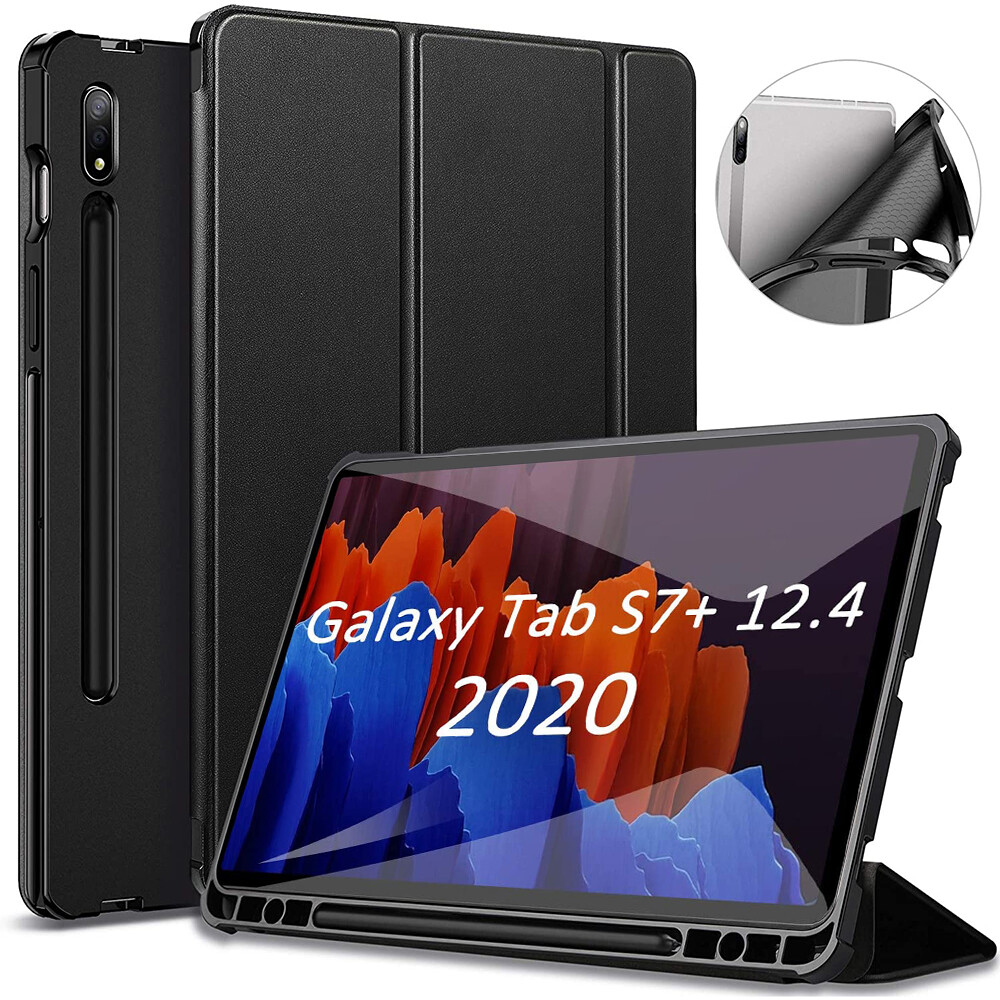 Case For Samsung Galaxy Tab S9 Plus 12.4 2023,Lightweight Tri-fold Case with Pen holder,Soft TPU Back Cover Auto Sleep/wake Smart Case for Samsung Galaxy Tab S9 FE Plus/Tab S8 Plus/S7 FE/Tab S7 Plus 12.4 inch