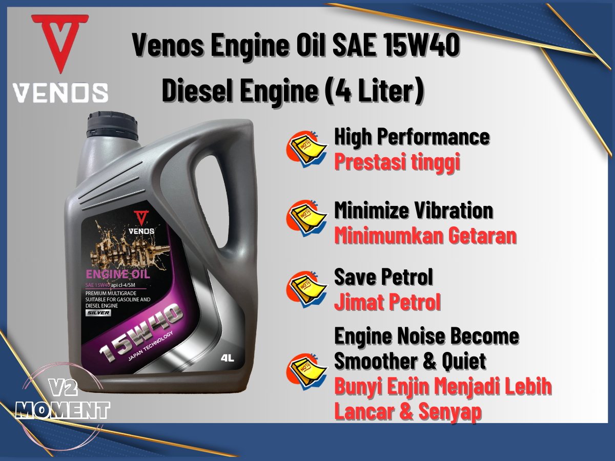 VENOS ENGINE OIL 15W40 API CI4 SM (4 LITER & 7 LITER) | Lazada