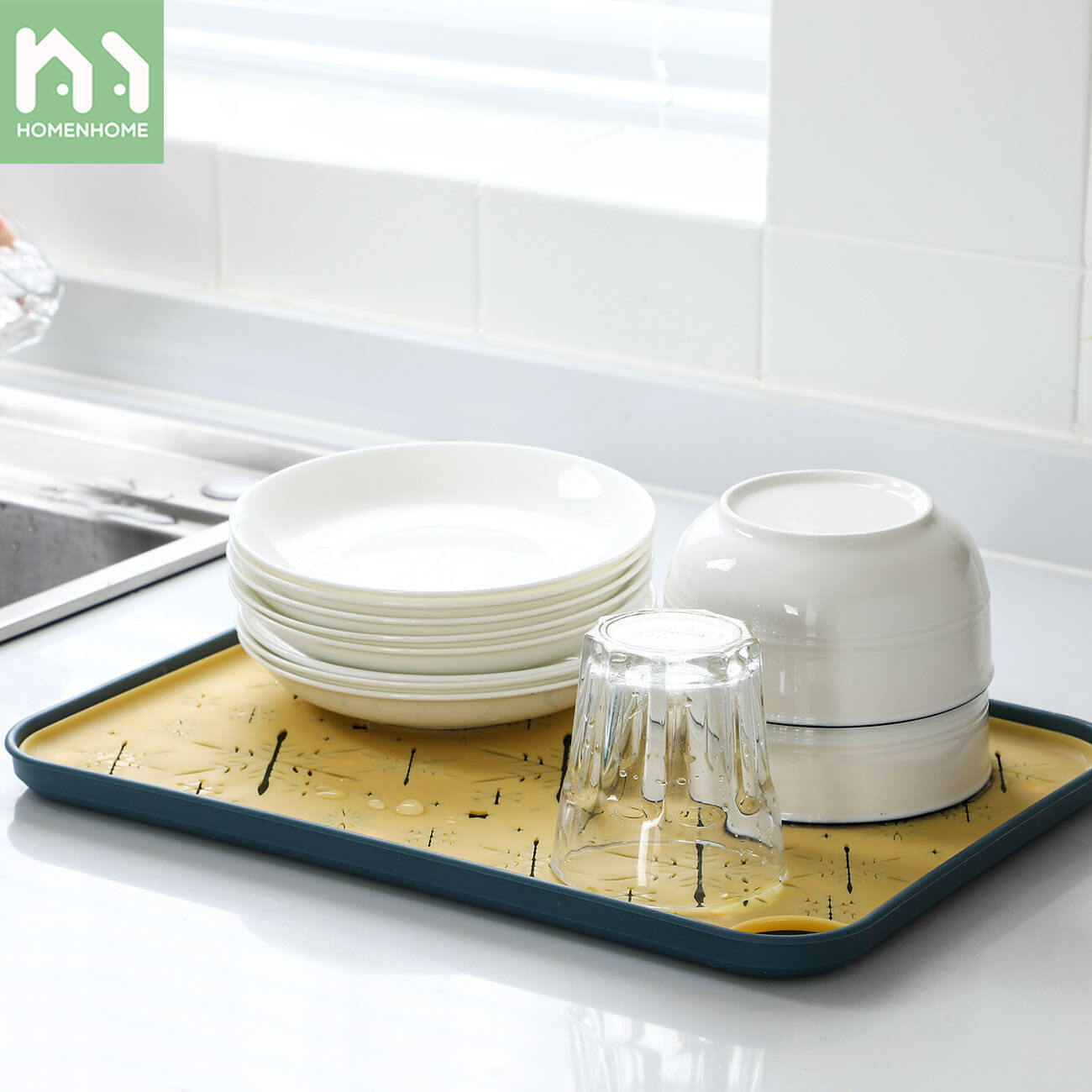 Homenhome Double Layer Rectangular Cups Plate Detachable Simple Teacup Plastic Tray Creative Dumpling Tray