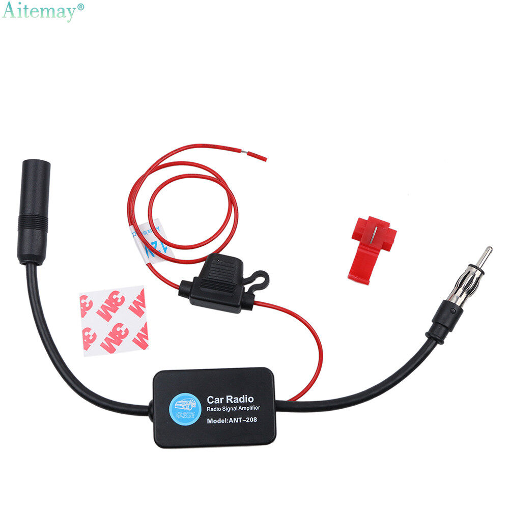 Aitemay Car Radio FM Antenna Signal Amp Amplifier Booster For 12V Auto Marine Car Vehicle Boat 330mm FM Amplifier