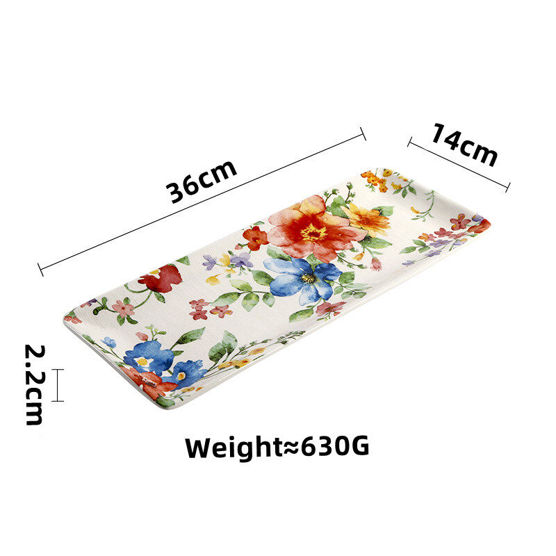 OMK Spring series Ceramic 14 inch Rectangular Serving Platter salad dessert plate tray