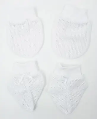 Tenderly Baby Mittens & Booties (2 In 1) - Eyelet Fabric