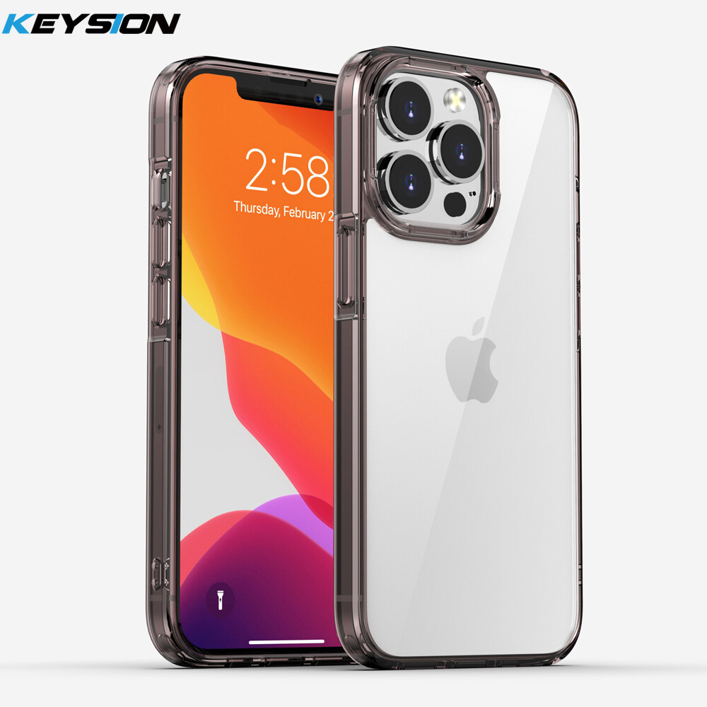 KEYSION Full Transparent HD Case for iPhone 13 Pro Max Fashion TPU+PC Shockproof Phone Back Cover for Apple iPhone 13