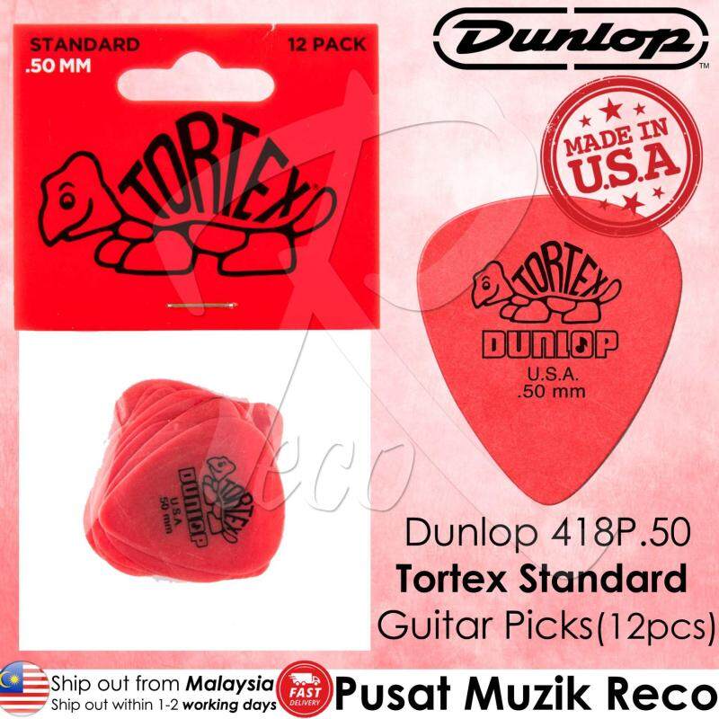 Dunlop 418P.50 Tortex Standard 0.50mm Red Guitar Picks Player Pack - 12pcs Malaysia