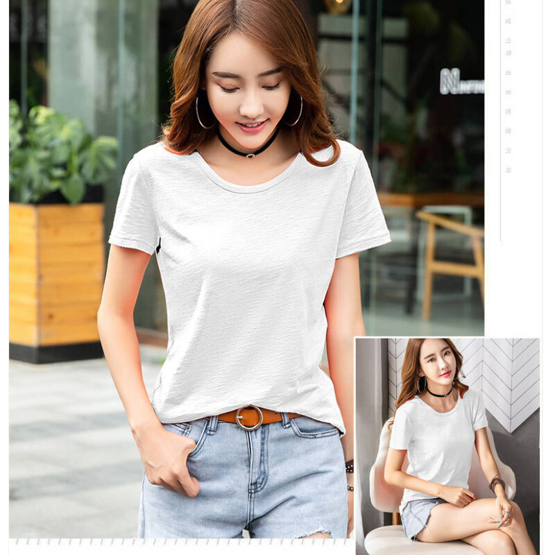 Áo Thun Cotton Rộng Thường Ngày Thời Trang Áo Cánh Cổ Chữ V Ngắn Tay Màu Trơn OL Tops Tee Cho Phụ Nữ