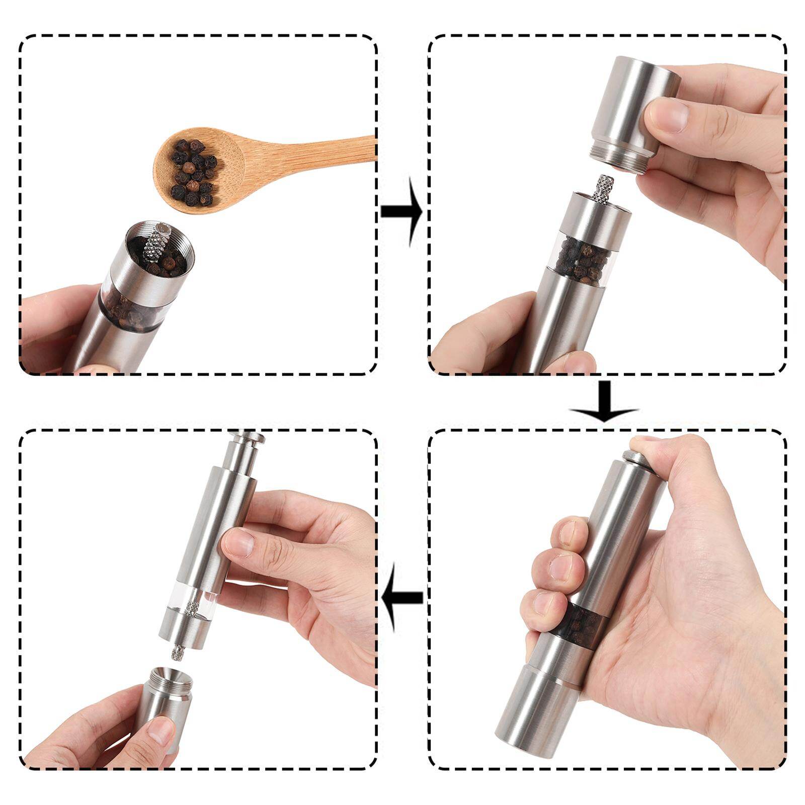 Blesiya Electric Gravity Pepper Grinder Pepper Mill Salt Mill Black