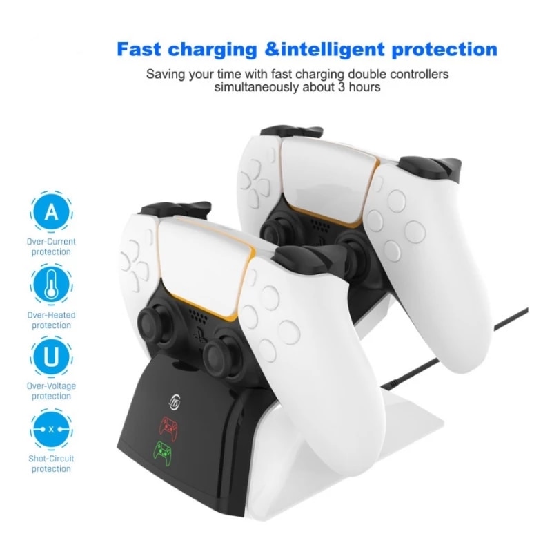 Đế Sạc Nhanh Cho JYS-P5102 Đế Sạc Kép Cho Tay Cầm Chơi Game PS5 Cho Đế Sạc Bộ Điều Khiển PS5 Với Bộ Chuyển Đổi AC