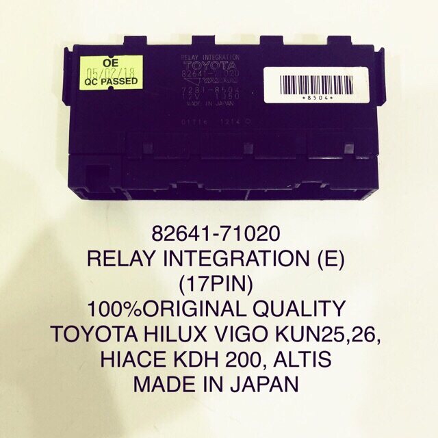 8264171020 ORIGINAL RELAY INTEGRATION FOR USE ON TOYOTA HILUX VIGO
