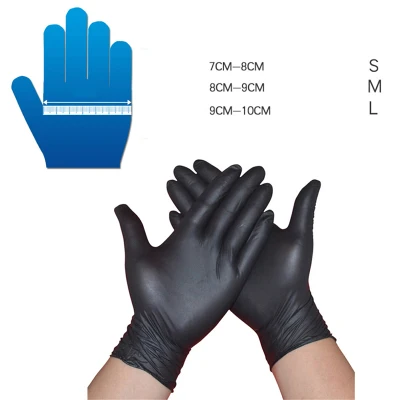Beauty health-10,50,100Pc Black Strong Nitrile Gloves Powder Latex Free Mechanic Tattoo Gloves