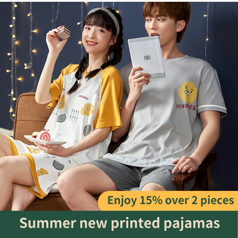 Nơi bán 【Bộ Đồ Ngủ Cặp Đôi 】 Quần Short In Hình Dễ Thương Mùa Hè Bộ Đồ Ngủ Cặp Đôi
