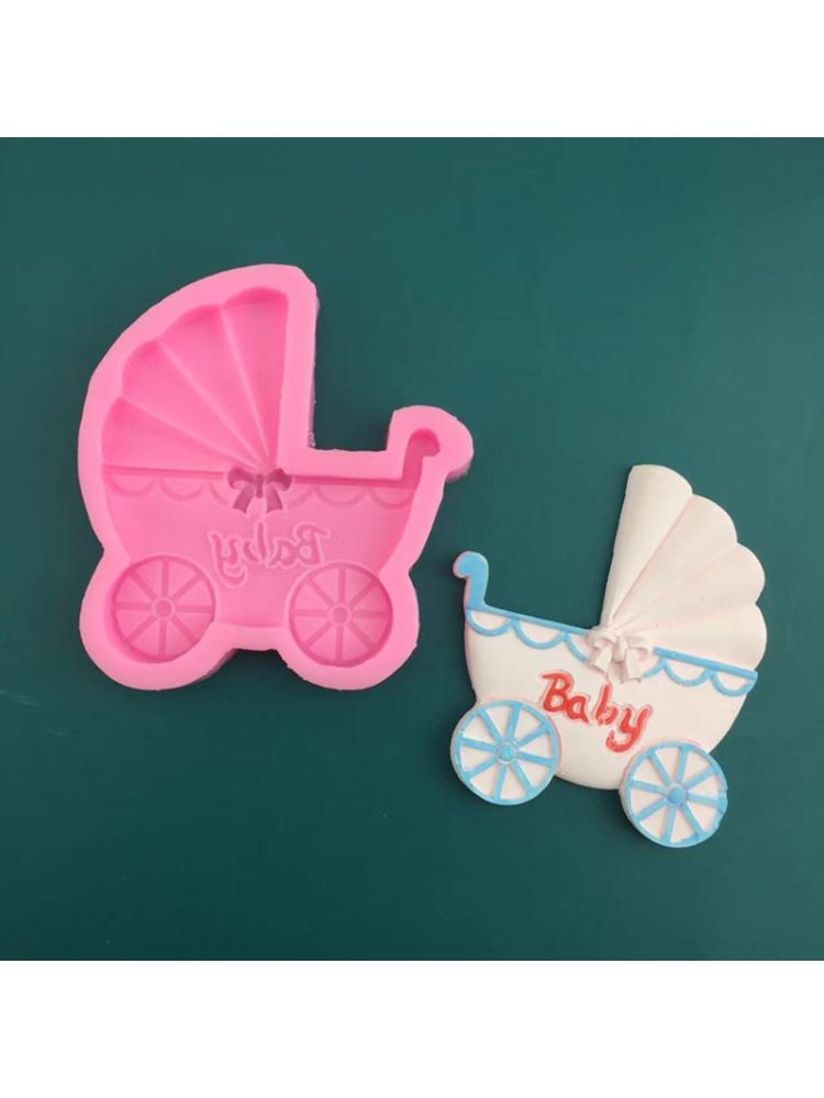 Exquisite Baby Stroller Shape Soap Making Supplies Cake Decorating Tools Silicone Mold Household Candle Molds Craft Tool