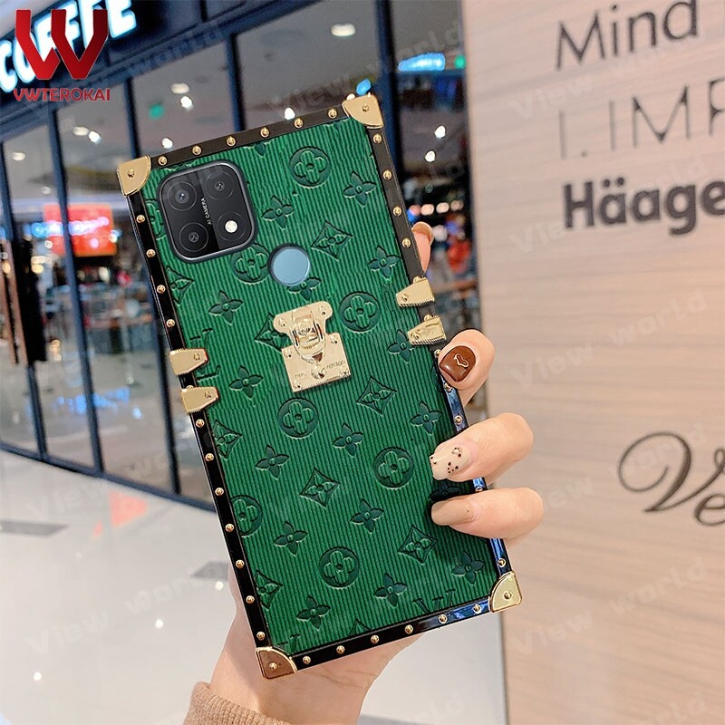 For OPPO A15 A15S A52/A92/A72 A53 A54 A77S A17 A16 A5S A7 A12 A5 2020 A9 2020 A3S A39 A58 A78 A1 PRO Reno 6 Reno 4 pro Retro PU Leather Soft Case Fashion Square 3D Printing Letters  Phone Case Protective Back Cover