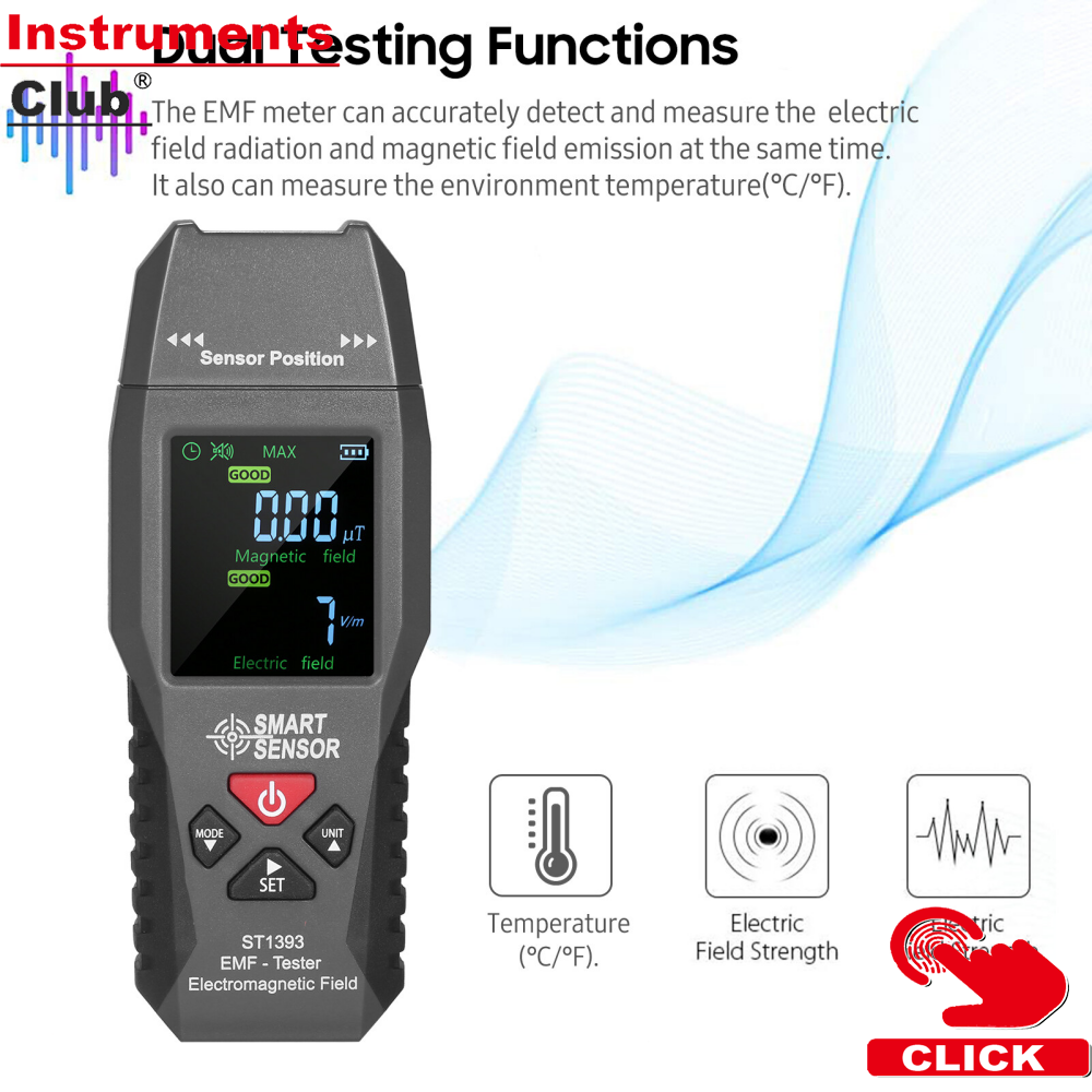 Kkmoon smart sensor st1393 emf meter electromagnetic field emf detector handheld mini digital lcd electromagnetic field radiation tester