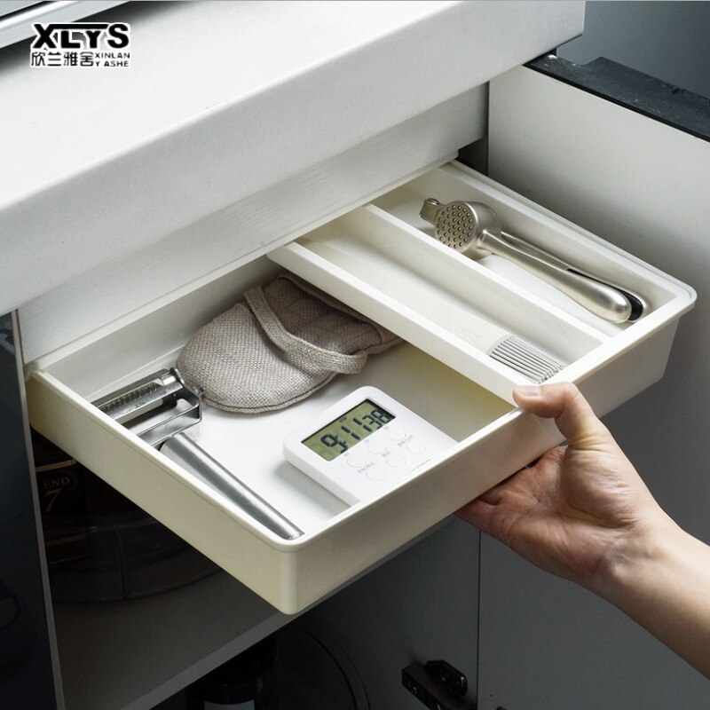 XINLANYASHE drawer type table top storage box desktop storage box desk storage rack drawer multipurpose drawer sundries box No punching, drawer boxes under desk cabinets, under desks, hidden drawer boxes. under the storage table