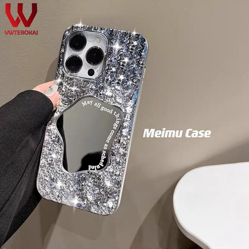 VWTEROKAI Luxury Gold Bling Makeup Mirror Phone Cases For OPPO A9 2020 / OPPO A5 2020 / A31 / A53 2020 A33 A32 A3S A5S/A7 A12 A16 A54 4G A55 A57 A58 A78 A96/A76 4G A77 A77S Soft TPU Glitter Case Cover