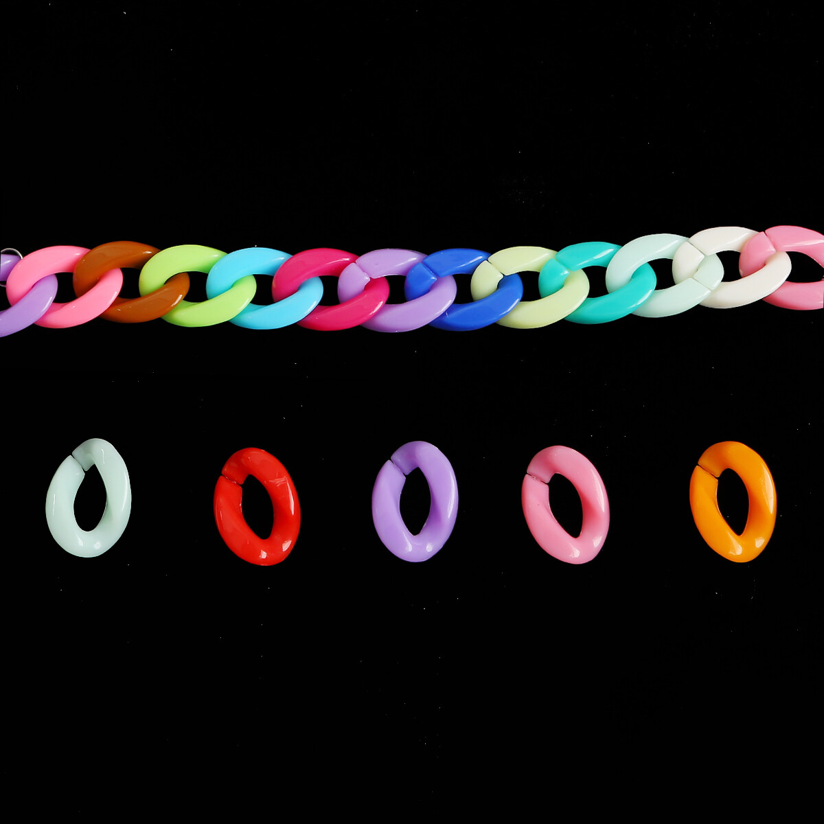 Acrylic Chain Links Colorful Twist Oval Open Ring Beads For Jewelry Making DIY Couple Bracelet Earrings Glasses Chain