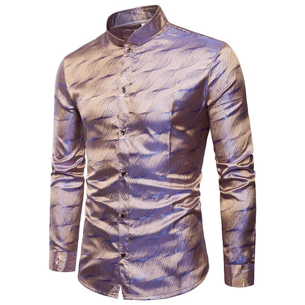 Men/’s Shirt Slim Fit Stripe Long Sleeve Casual Button Formal Shirts Top Blouse