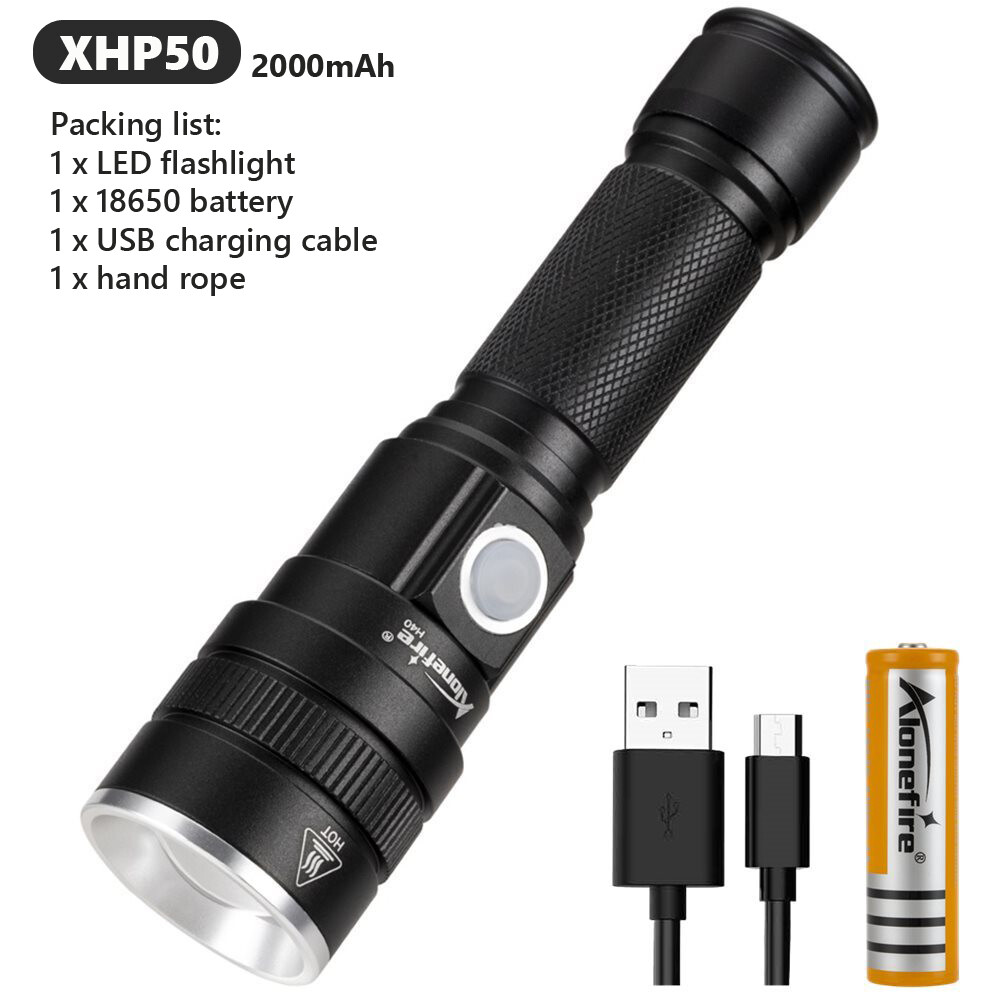 Alonefire H40 Super Powerful XHP50.2 zoom LED Flashlight Tactical Torch Waterproof Ultra Bright Lantern Camping