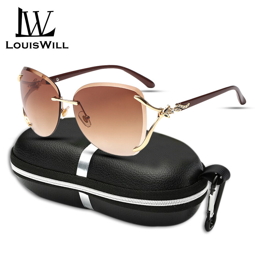 LouisWill Sunglasses Women UV Protection Sunglasses Ladies Sunglasses Gradients Glasses Fashionable Fox Decoration Diamond Trim Style Female Eyewear Sun Glasses for Women with Free Storage Box