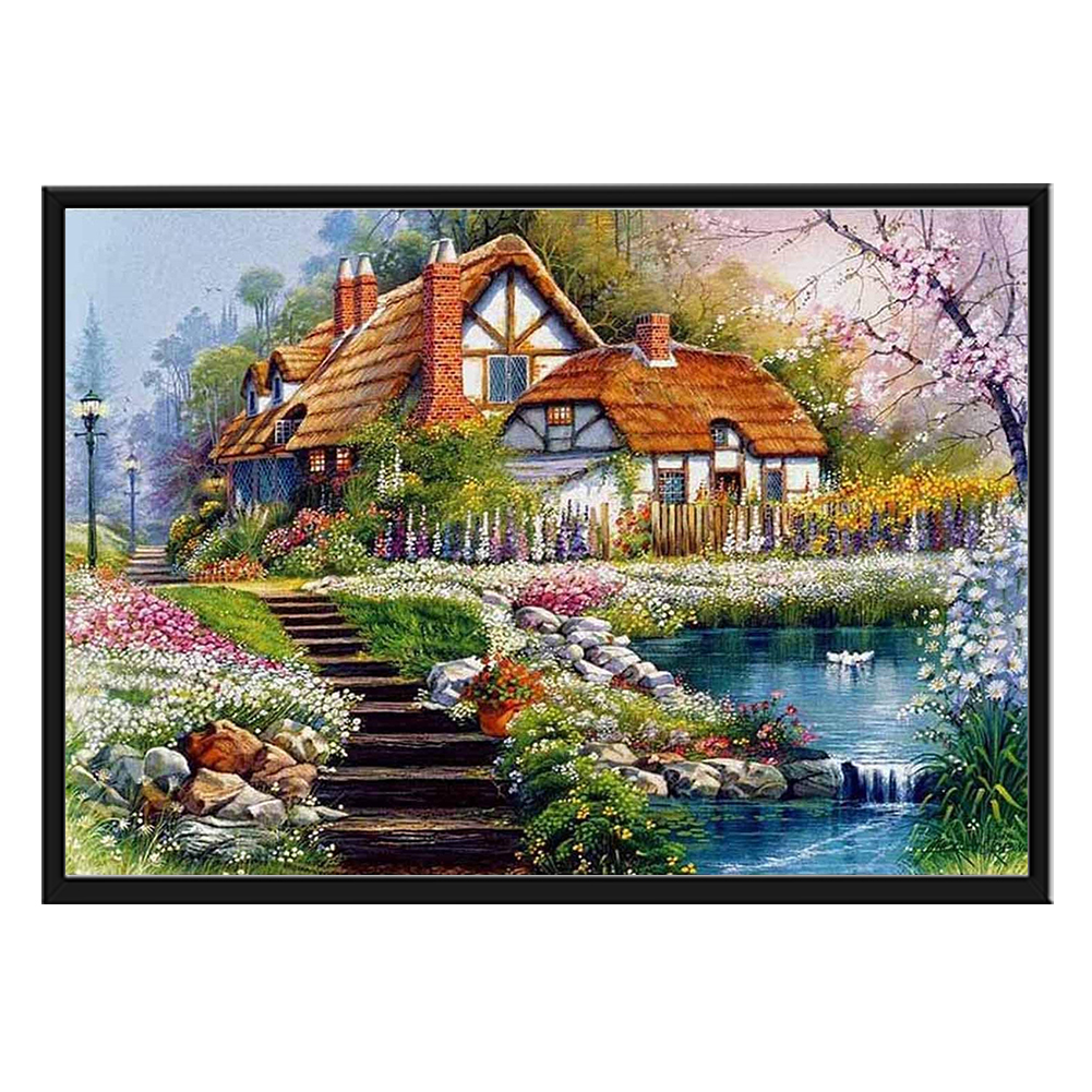 Cross Stitch Kits 11CT Stamped DIY Cabin Full Embroider Needlework