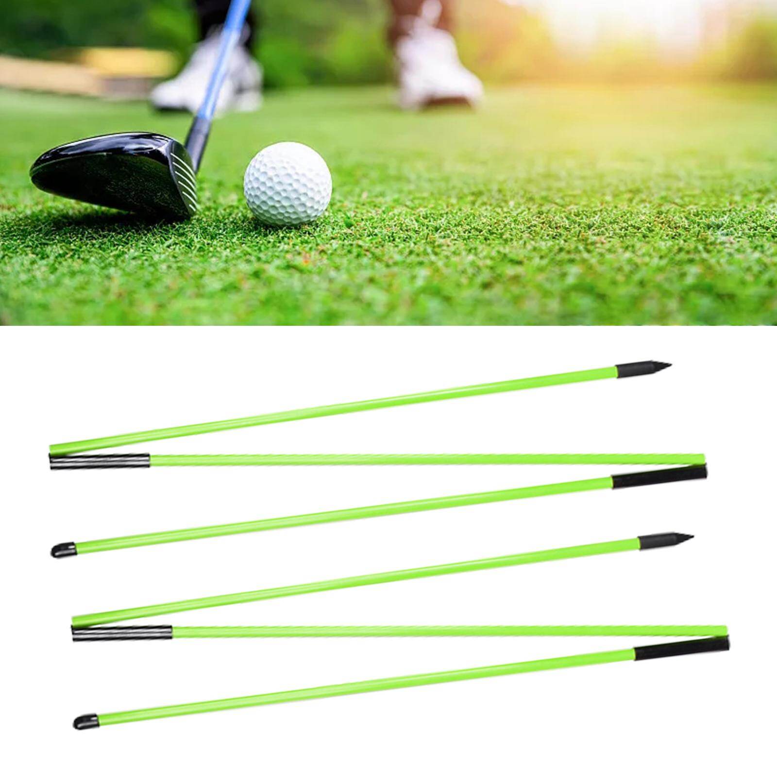 aternee 2x Golf Alignment Training Sticks, Golf Swing Trainer, 3 Sections 48 inch Folding Alignment Rods for Full Swing, Putting, Aiming