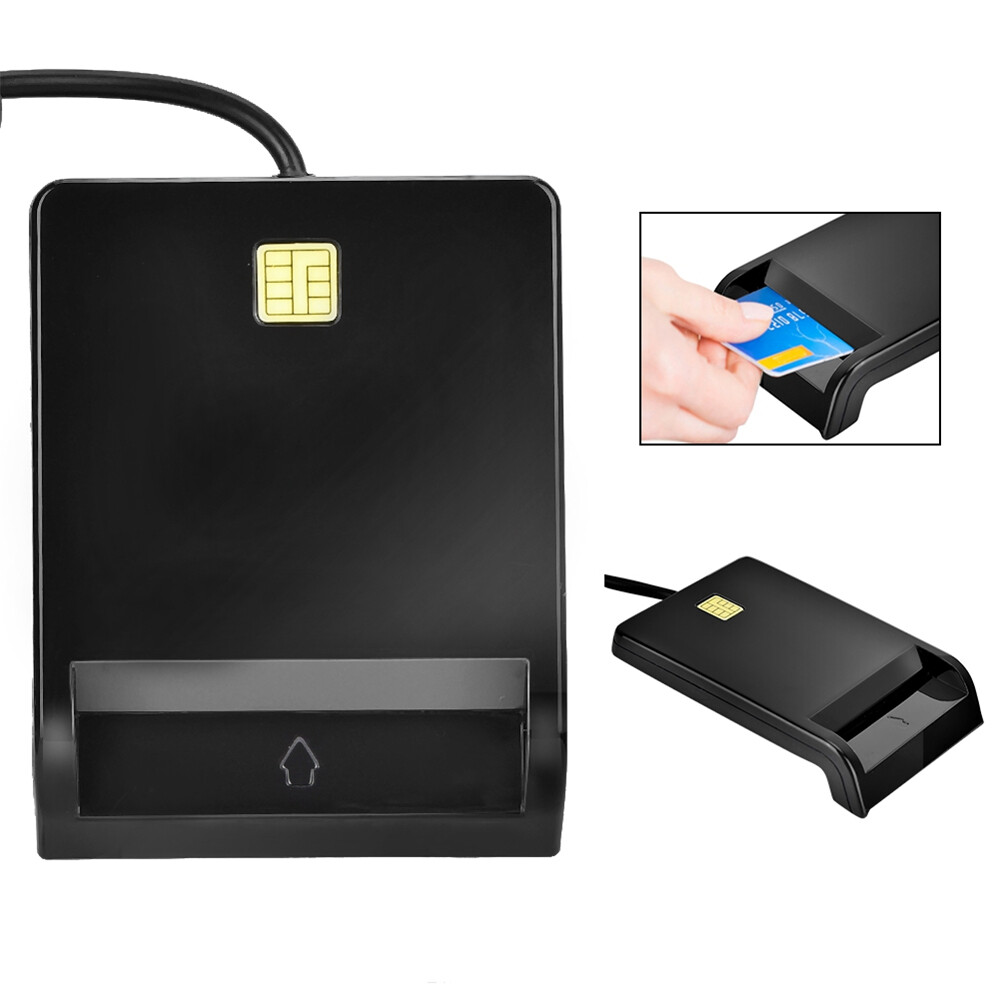 【New High Quality】Original SIM/ATM/IC/ID Bank Card Smart Card Reader USB Adapter Black Smart Card Reader ID Card Reader IC Card Reader SIM Card eader USB Card Reader Card Reader Bank Card Reader