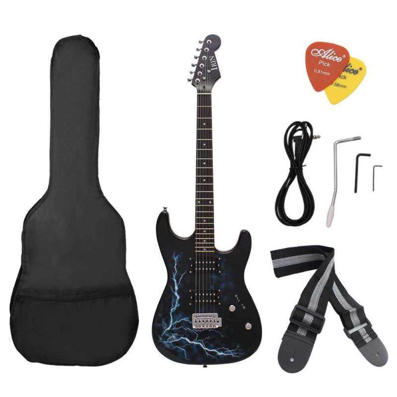 Dual Dual Pickups Electric Guitar Basswood Body Rosewood Fingerboard Cool Lightning Design with Gig Bag Picks Strap for Beginner Malaysia