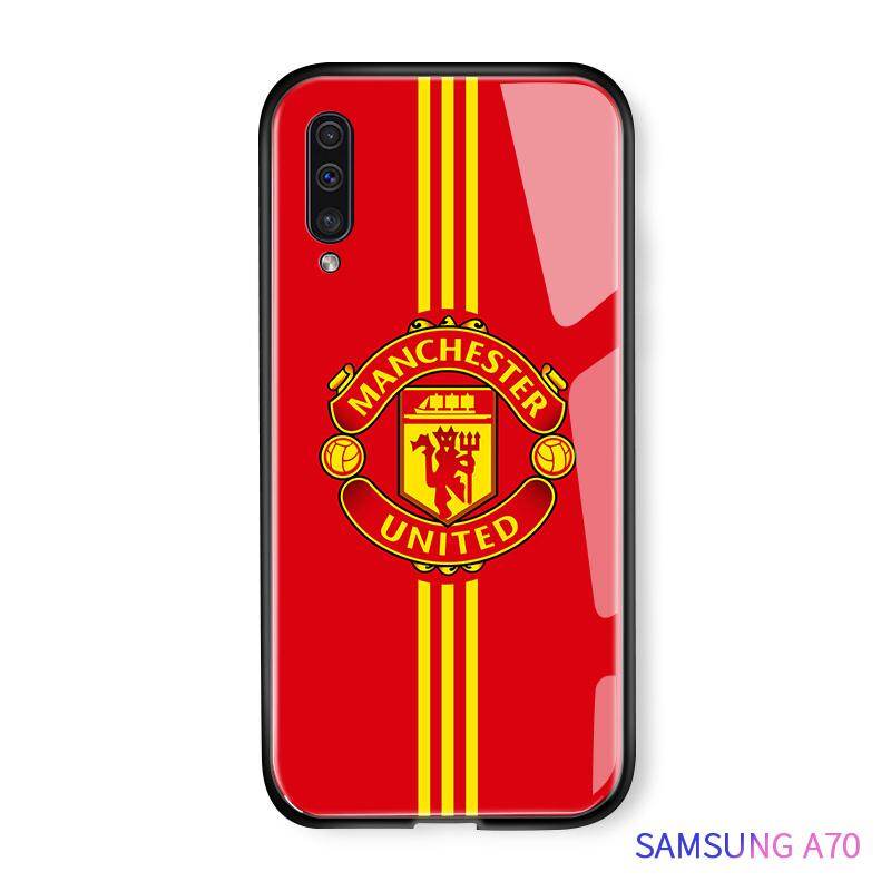 UCUC CaseFor Samsung Galaxy A50 / A30S / A50S A10 A10S A20S A30 / A20 A70 Glass Case, Fashion Classic Football Club Badge Case Tempered Glass Casing Protective Phone Back Shockproof Cover