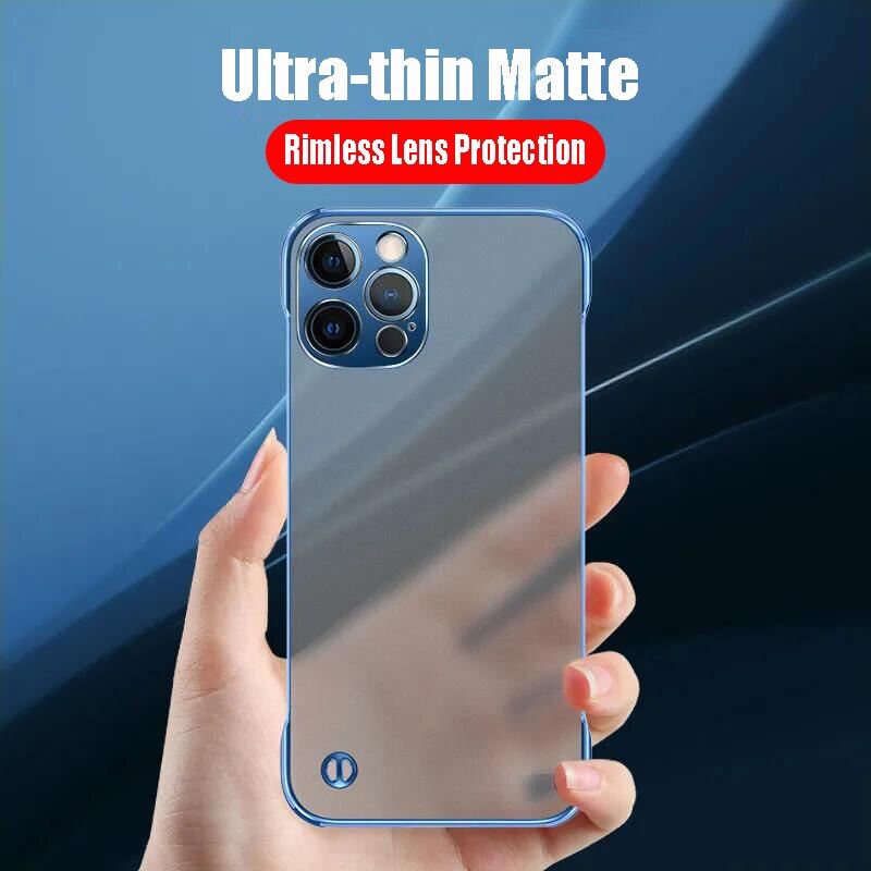 Siêu mỏng Matte Không Khung Cứng PC Bảo Vệ Trường Hợp Đối Với iPhone 15 Pro Max 14 Cộng Với 13 Mini 12 11 XS Max X XR 7 8 Cộng Với CD ống kính kim loại Vòng Chống Sốc Bìa