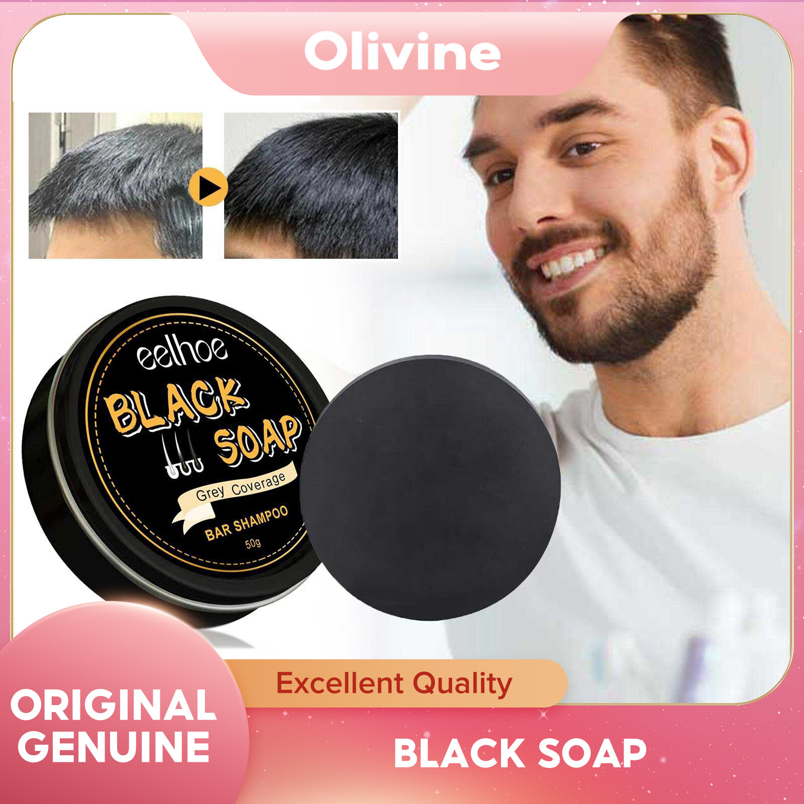 Eelhoe Dark Hair Soap Gently Moisturizes And Cleans Dark Hair Refreshing Smooth And Brightening Black Shampoo Soap Hair Darkening Shampoo Bar Repair Gray White Hair Color Dye Hair Shampoo Natural Grey Gloss Black Soap