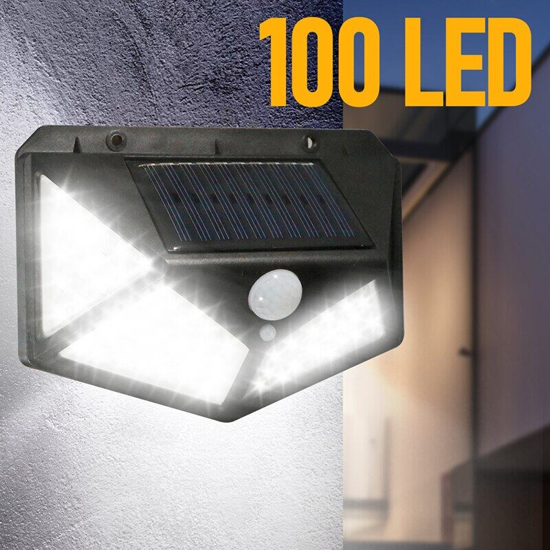 1 đèn pin 100 LED, đèn pin ngoài trời, ánh sáng đường phố mặt trời, đèn vườn, đèn pin ngoài trời siêu sáng, đèn tập thể dục năng lượng mặt trời kiểu 3, đèn an toàn hàng rào năng lượng mặt trời trong sân vườn