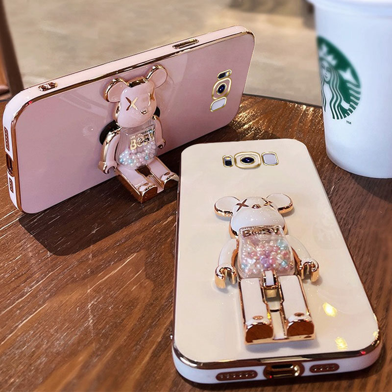 YBD 3D Candy Bear Bracket Phone Case For Samsung Galaxy S8 Plus S8+ S9 Plus S9+ S10 Plus S10+ High End Soft Silicone Material(Bracket Can Rotate)