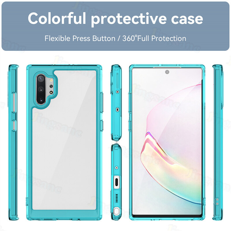 Jingsanc Hard Case For Samsung Galaxy Note 10 Plus/Note 10+/Note 10 Hybrid Armor Clear Candy Bumper Soft TPU Edge Shockproof Phone Casing Cover Shell samsung note 10 plus/note 10+/note 10
