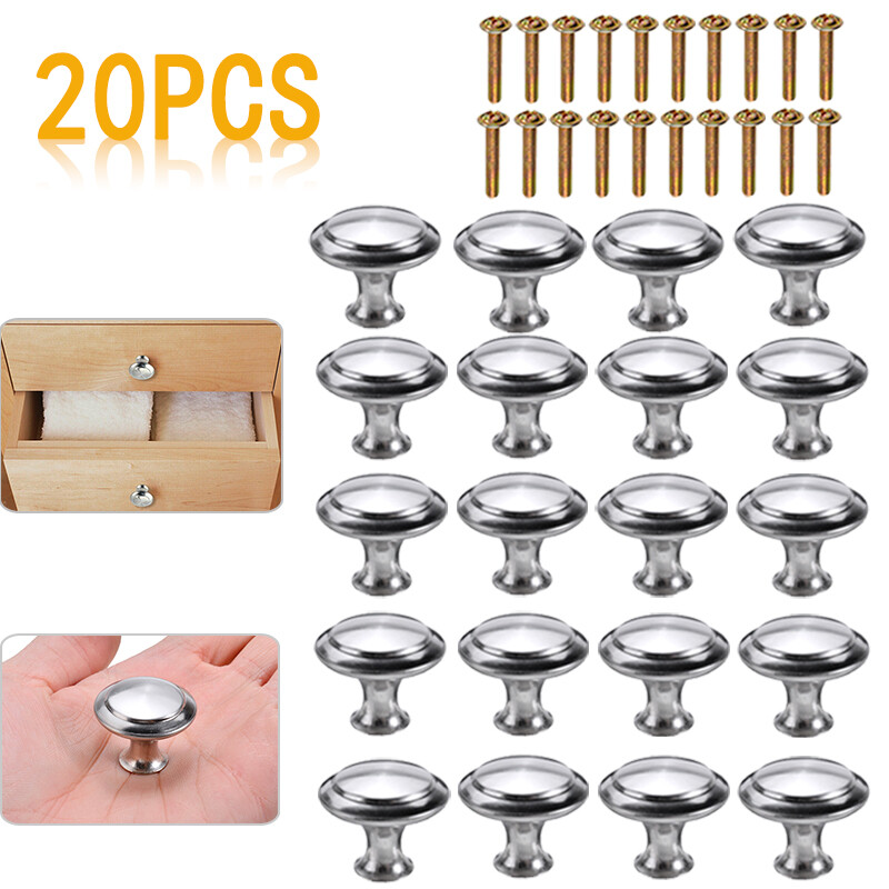 BOKALI 20Pcs Door Knob Cabinet Handles Cupboard Drawer Kitchen Stainless Steel DIY
