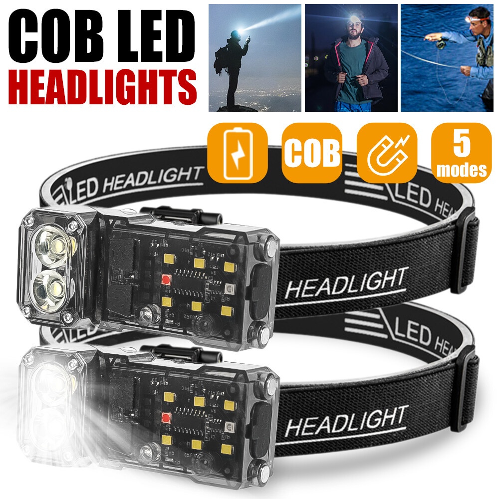 Đèn Pha LED Sạc Được Mini Đèn Pha Cảm Biến Chuyển Động Cơ Thể Đèn Pin Cắm Trại Đèn Đội Đầu Đèn Pin Có USB