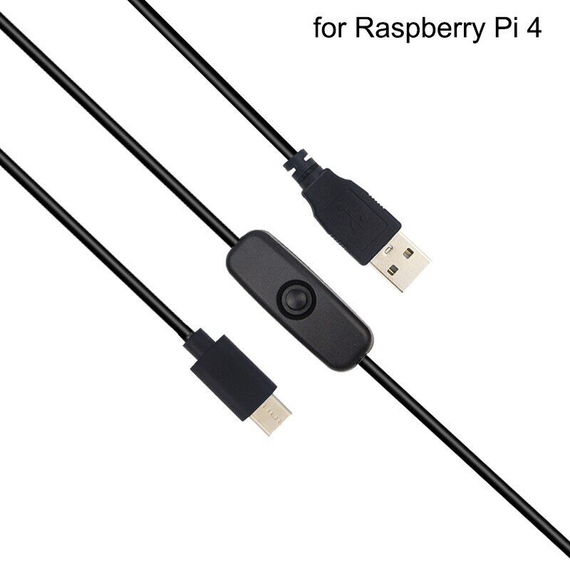 Cáp Nguồn 3A Raspberry Pi 4 1M Cáp Sạc USB Type C Có Nút Công Tắc Bật/Tắt Cho Điện Thoại Android Raspberry Pi 4