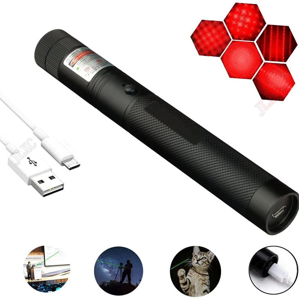 Tactical High Powerful USB Green Lasers Pointer Adjustable Focus