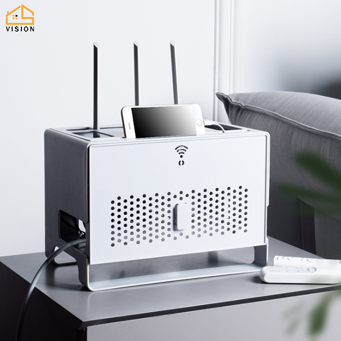 Hộp đựng Bộ định tuyến Wifi hai lớp Vision, dụng cụ sắp xếp Bộ định tuyến Wifi Loại ngăn kéo, giá đỡ dây cáp để bàn văn phòng đa chức năng, bảng điều khiển lưu trữ Wifi