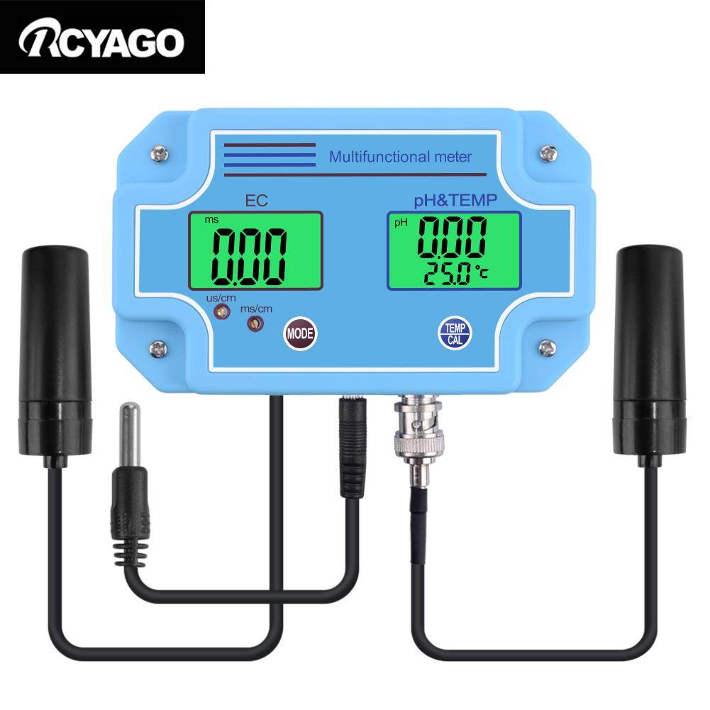 Rcyago digital 3 in 1 led ph ec meter temperature water quality tester high accuracy ec monitor for hydroponic, fish pond