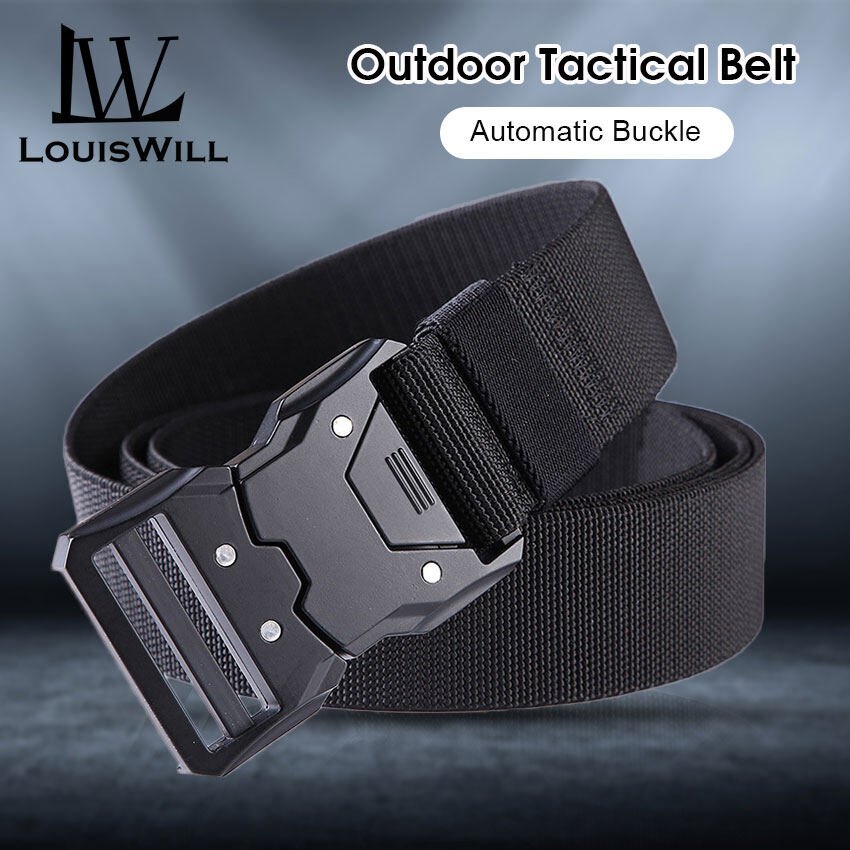 LouisWill Men Belt Outdoor Tactical Belt Quick Release Buckle Belt Nylon Web Waistband Elastic Belt Utility Gear Adjustable Heavy Duty Belt Casual Tooling Training Belt Military Trousers Belt for Man