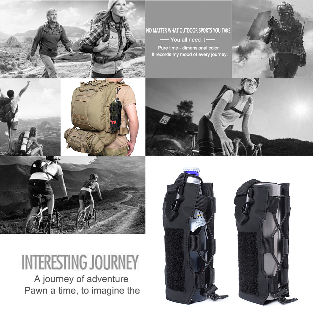 Molle Water Bottle Bag Travel Camping Hiking Kettle Holder Carrier Pouch-Black/Army green/Mud